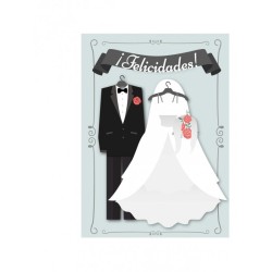 Tarjeta boda trajes monedero 