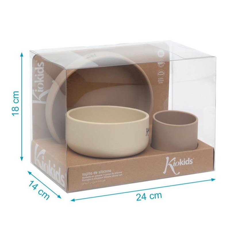 kiokids set vajilla silicona beige