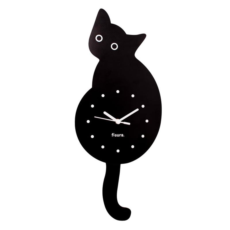 Reloj pared gato negro